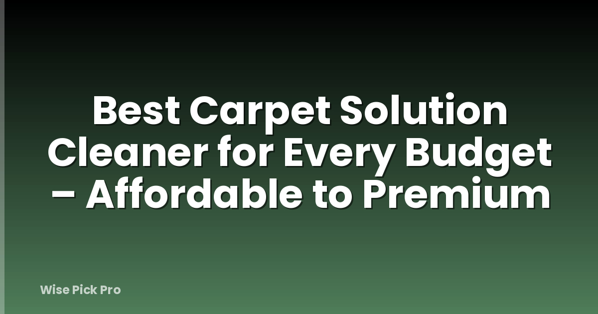 Best Carpet Solution Cleaner for Every Budget – Affordable to Premium